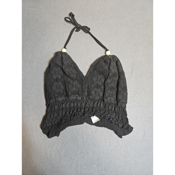 Unbranded Tops - Boho Black Crocheted Bralette XS/S Tie Closures On Neck